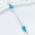 DIY beaded metal rod with blue star charms for jewelry making, keychain, and craft accessories - Pentagram Style / Candy Blue