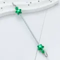 DIY beadable metal rod with green star beads for handmade keychains and bag charms. - Pentagram Style / Candy Green