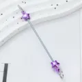 DIY beadable metal bar with purple star ends for custom keychains, crafts, and handmade jewelry making. - Pentagram Style / Candy Purple