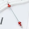 DIY metal beading rod with red star charms for keychain zipper pull jewelry making accessories. - Pentagram Style / Red