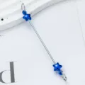 DIY beaded metal rod with blue star charm variant for creative handmade jewelry and keychains. - Pentagram Style / Dark Blue