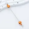 DIY metal beading rod with orange flower beads for keychain pendant crafting and accessories. - Flower Style / Orange