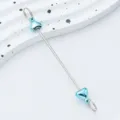 DIY beaded metal rod with shiny blue heart charms for keychain and zipper pull accessories. - Heart Style / Light Blue