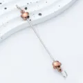 Metal DIY beading bar with rose gold flower beads for custom keychains and zipper pulls. - Flower Style / Coffee