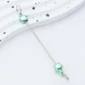 DIY metal bead rod clover charm zipper pull keychain craft accessory jewelry finding component - Flower Style / Pale Green