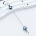 Handmade DIY metal bead rod with blue flower charm for keychain zipper decoration pendant accessory - Flower Style / Gunmetal