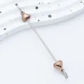 DIY metal beaded rod with rose gold heart charm, creative keychain and zipper accessory. - Heart Style / Coffee