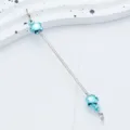 DIY Metal Beading Rod Charm Bar Zipper Pull Pendant Jewelry Making Accessories Craft Supply - Flower Style / Light Blue