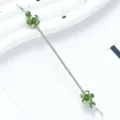 Metal DIY beading rod with green clover charms, ideal for handmade keychains and zipper pulls. - Flower Style / Dark Green
