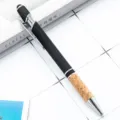 Metall Druckkugelschreiber mit Kork Griff, schwarzes Gummieffekt Büro Geschenk Stift. - Schwarz