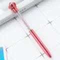 Pink crystal crown ballpoint pen with sparkling rhinestones, elegant twist design for gift. - Red