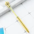 Crystal crown ballpoint pen, gold metal barrel with sparkling yellow diamonds inside variant. - Gold