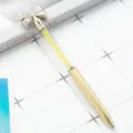 Gold bow crystal ballpoint pen with yellow filling, elegant office writing instrument SKU - Gold
