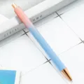 Gradient glitter ballpoint pen with rose gold trim for office gift and stationery use - Blue-Pink Gradient
