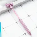 Pink plastic bow crystal pen with rhinestones, rotary ballpoint gift promotional pen. - Violet