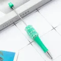 Penna a sfera con perline DIY con rose verdi e perle, articolo di cancelleria in plastica creativo. - Punta a Proiettile 1.0 / Teal
