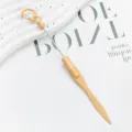 Portable khaki DIY beaded metal letter opener and paper cutter keychain variant design. - Khaki