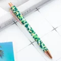 Retractable green leopard print thermal transfer metal ballpoint pen style variant. - Large Leopard Green