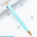 Light blue glitter retractable ballpoint pen with rose gold trim for smooth daily writing. - Painted Blue