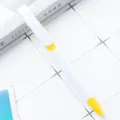 White and yellow plastic retractable ballpoint pen with large clip for office and school use. - White Barrel - Yellow