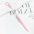 Portable pink metal letter opener and paper cutter with keychain and DIY bead design for daily use. - Candy Pink