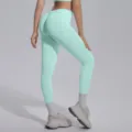 Mint green seamless high-waist yoga leggings, premium breathable stretchy fitness pants. - Bottoms / Mint Green / S