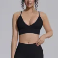 Black seamless sports bra yoga set variant, breathable high-elastic fitness activewear active wear. - S / Tops / Black