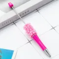 Penna a sfera rosa con perle di rose fai-da-te, graziosa penna in plastica con strass variante - Punta a Proiettile 1.0 / Caramella Rosa Forte