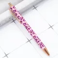 Pink leopard print retractable ballpoint pen with rose gold metal clip and tip for daily use. - Small Leopard Print - Light Pink