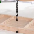 DIY mini llavero de cuentas colgante de metal accesorios de joyería hechos a mano - Negro