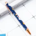 Christmas theme retractable ballpoint pen with cute cartoon Santa and reindeer design. - Christmas Blue Style 2