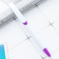 Plastic click ballpoint pen with large clip and purple tip, ideal for office and school. - White Barrel - Purple