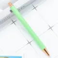 Minimalist glitter light green ballpoint pen with rose gold metal trim for office. - Painted Green