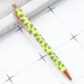 Cute leopard print ballpoint pen with rose gold metal tip, click mechanism for smooth writing. - Small Leopard Yellow