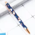 Christmas retractable ballpoint pen, cute cartoon Santa snowman pattern blue metal barrel. - Christmas Blue Style 3