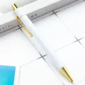 Witte Zeshoekige Balpen met Gouden Afwerking Intrekbaar voor Kantoor Briefpapier - Wit