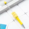 Penna a sfera con perline gialle fai-da-te con rose in strass, cancelleria carina e creativa. - Punta a Proiettile 1.0 / Nuovo Giallo Limone