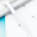 White plastic ballpoint pen with large clip, smooth retractable writing stationery tool. - Colored Barrel - White