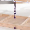 DIY mini llavero con cuentas color caramelo colgante de bolso metálico accesorios - Púrpura profundo