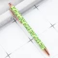 Cute green leopard print metal ballpoint pen with rose gold trim for smooth writing use. - Small Leopard Print - Green