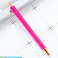Pink glitter metal retractable ballpoint pen, stylish office stationery and promotional gift. - Painted Rose Red