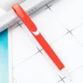 Orange and white plastic retractable ballpoint pen with large clip for office and school. - Colored Barrel - Bright Red