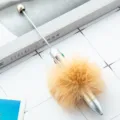 DIY fluffy pom-pom beaded ballpoint pen cute student stationery writing tool variant model - Champagne Gold (Pom-pom Style)