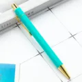 Turquoise macaron balpen met gouden afwerking, zeshoekige klikpen voor kantoor en school. - Teal