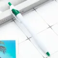 Plastic retractable ballpoint pen slim white and green design for office stationery - Green
