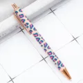 Cute leopard print retractable ballpoint pen with rose gold trim for daily writing and gift. - Small Leopard Print - Rose Pink