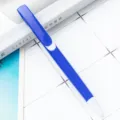 Blue plastic ballpoint pen with large clip and push action design for office school stationery. - Colored Barrel - Dark Blue