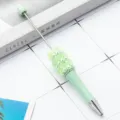 Penne a Sfera con Perline di Rose DIY Verde Strass Plastica Cancelleria Creativa Bella - Punta a Proiettile 1.0 / Verde Chiaro Macaron