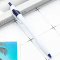 Slim white and blue plastic retractable ballpoint pen for office school and daily use gifts - Dark Blue