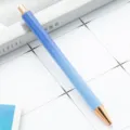 Blue glitter ballpoint pen with rose gold trim, elegant metal click pen for office and gifts. - Blue Gradient